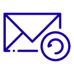 Icon depicting an envelope with an arrow circling from its back to its front, symbolizing email sending or receiving.